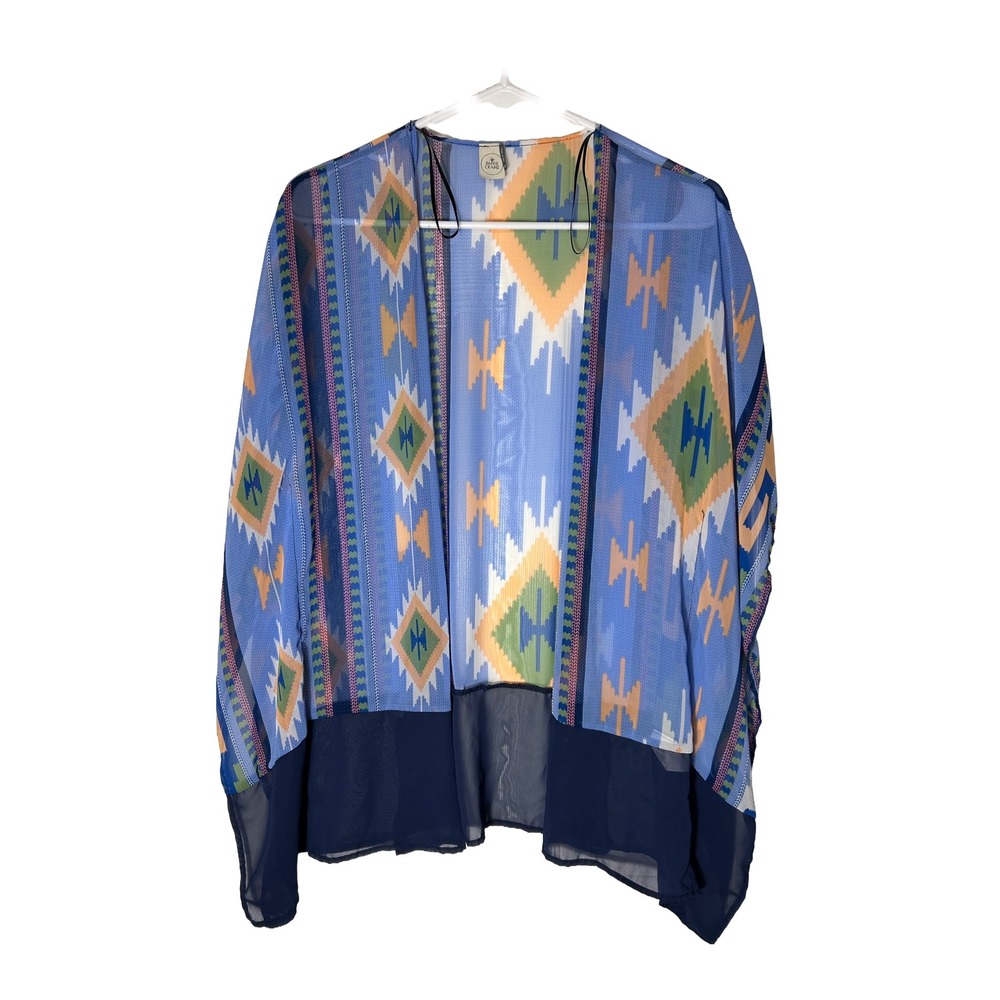 Paper Crane Boho Aztec Print‎ Sheer Kimono Cardigan Women's Size S